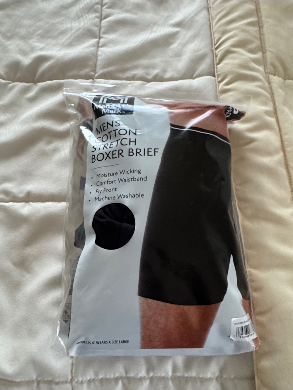 Men's Cotton Stretch Boxer Briefs - Black by Member's Mark 5 pack